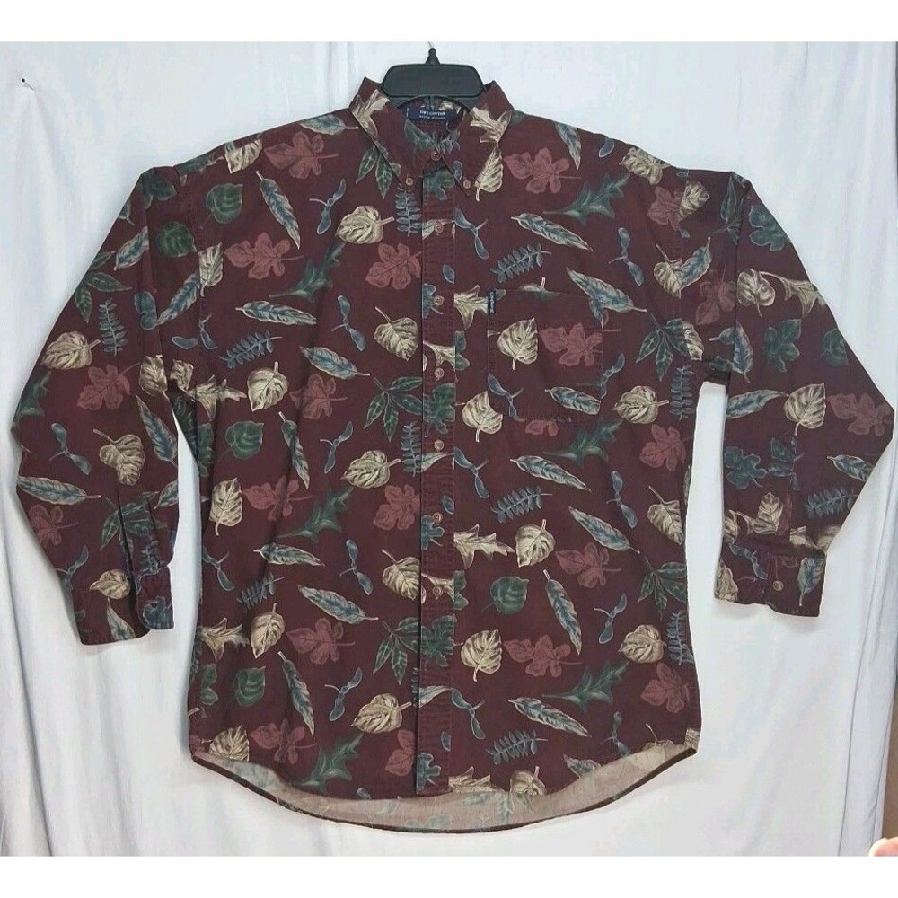 Chaps Ralph Lauren Vintage 90s Button Up Shirt Men's L Burgundy Heritage Preppy